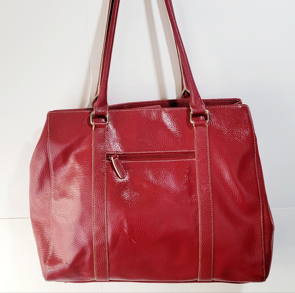 Wilsons Leather Large Tote, Weekender Bag, Red Pebbled Leather